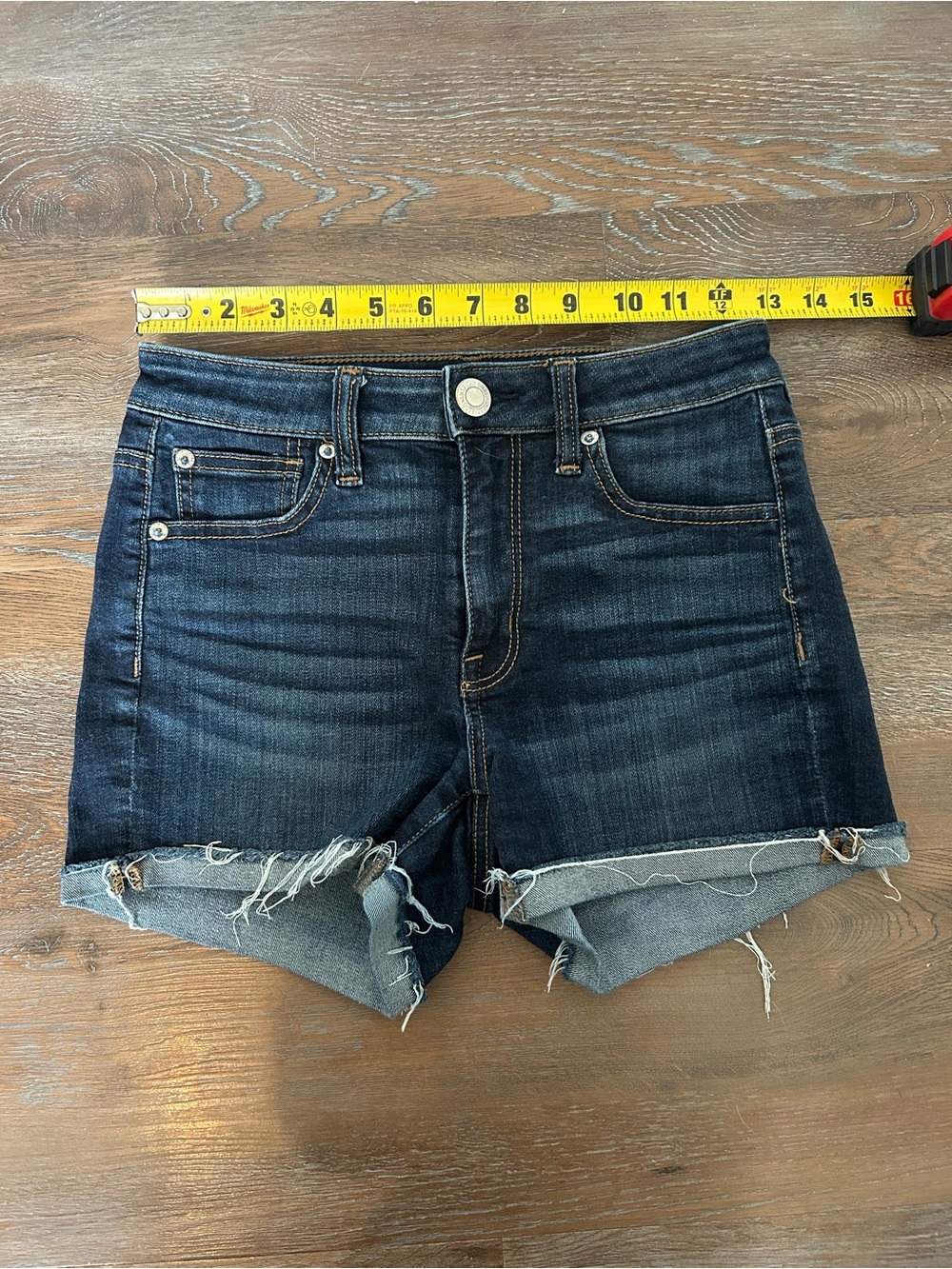 American Eagle Outfitters high waisted Dark Blue Rolled Hem Denim Shorts